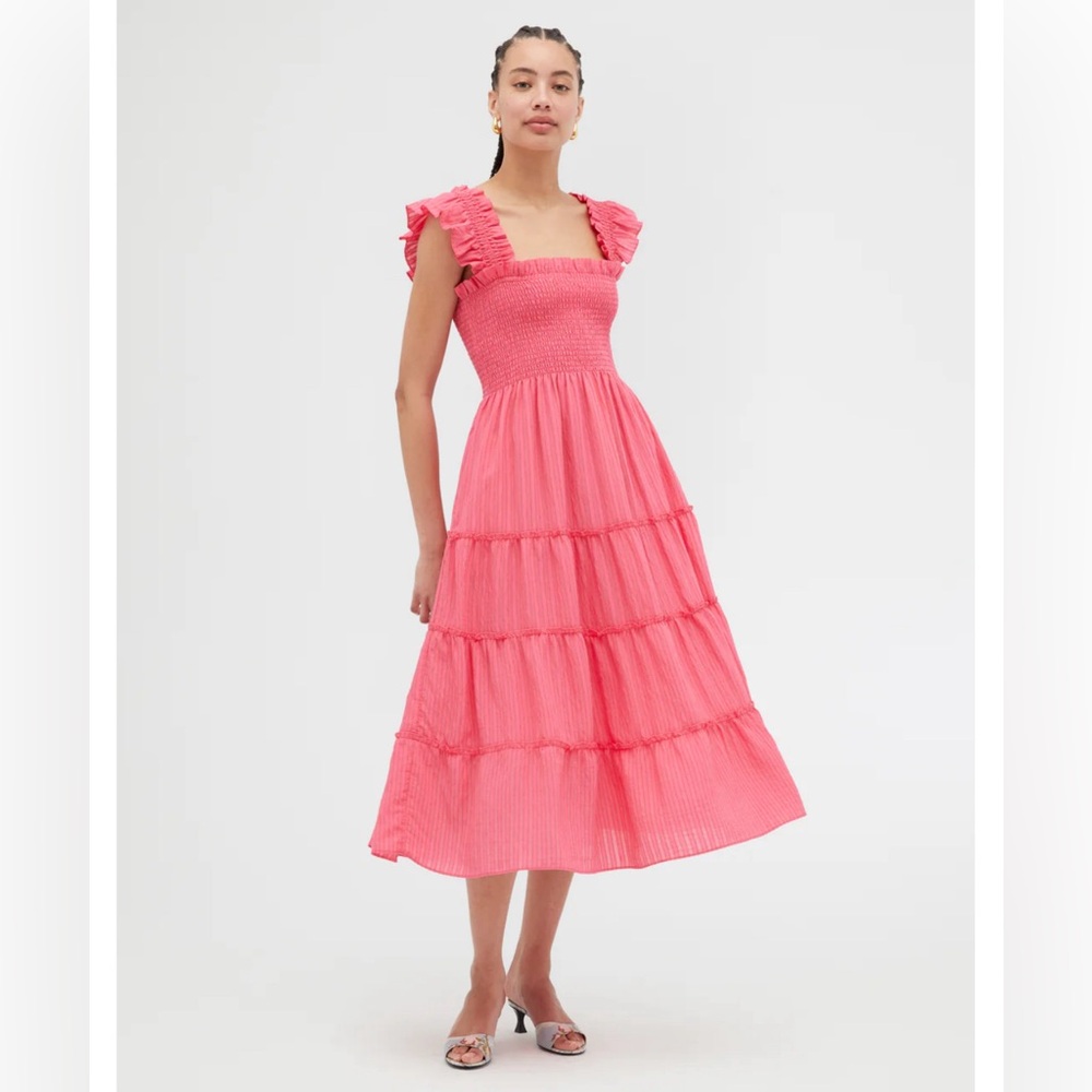 The Ellie Nap Dress - Watermelon Tonal Seersucker